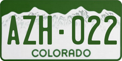 CO license plate AZH022