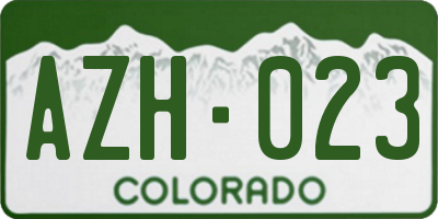 CO license plate AZH023