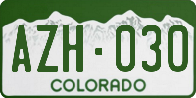 CO license plate AZH030