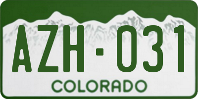 CO license plate AZH031