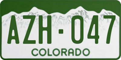 CO license plate AZH047
