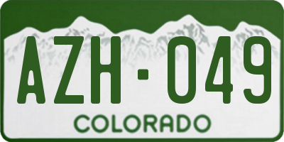 CO license plate AZH049