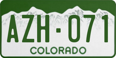 CO license plate AZH071
