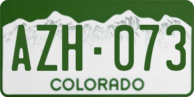 CO license plate AZH073