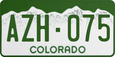 CO license plate AZH075