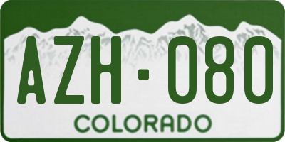 CO license plate AZH080