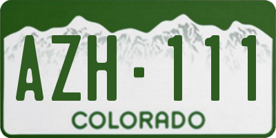 CO license plate AZH111