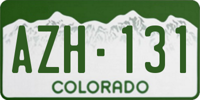 CO license plate AZH131