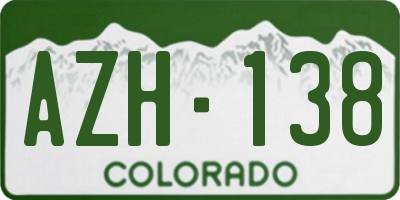 CO license plate AZH138