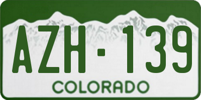 CO license plate AZH139