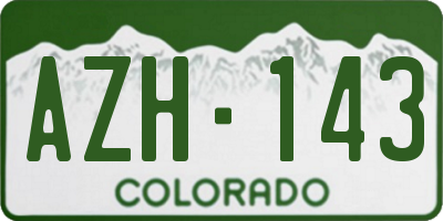 CO license plate AZH143