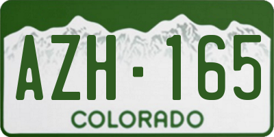 CO license plate AZH165