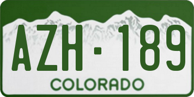 CO license plate AZH189