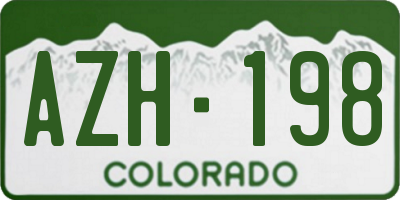 CO license plate AZH198