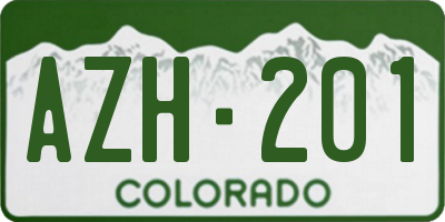 CO license plate AZH201