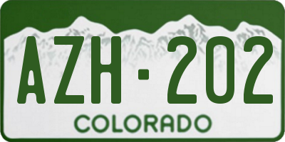 CO license plate AZH202