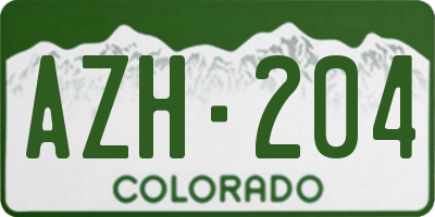CO license plate AZH204