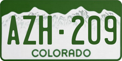 CO license plate AZH209