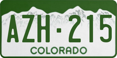 CO license plate AZH215