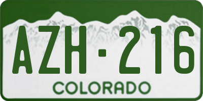 CO license plate AZH216