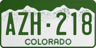 CO license plate AZH218