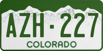 CO license plate AZH227