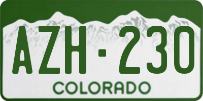 CO license plate AZH230