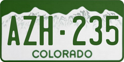CO license plate AZH235