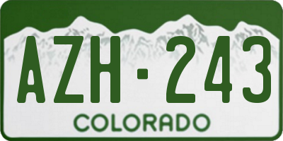 CO license plate AZH243