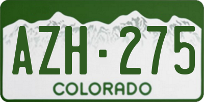 CO license plate AZH275