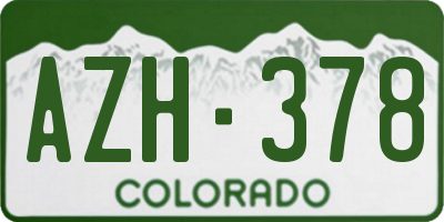 CO license plate AZH378