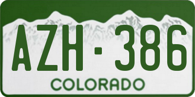 CO license plate AZH386