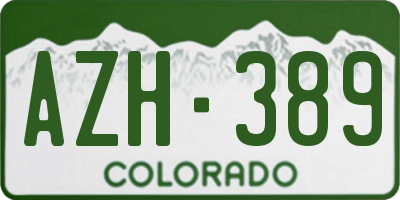 CO license plate AZH389