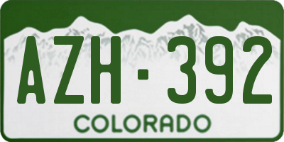 CO license plate AZH392