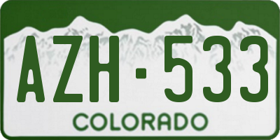 CO license plate AZH533
