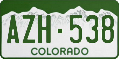 CO license plate AZH538