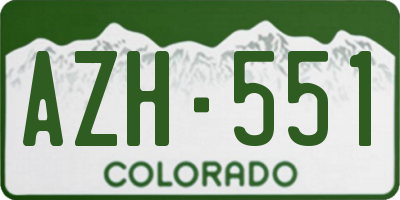CO license plate AZH551