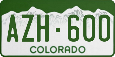 CO license plate AZH600