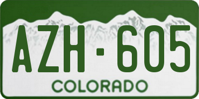 CO license plate AZH605