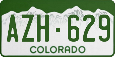 CO license plate AZH629