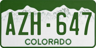 CO license plate AZH647