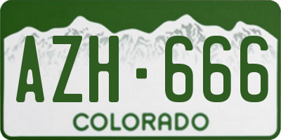 CO license plate AZH666