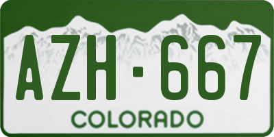 CO license plate AZH667