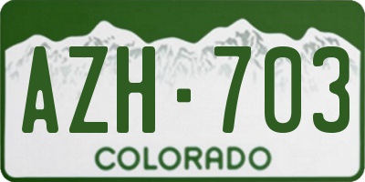 CO license plate AZH703
