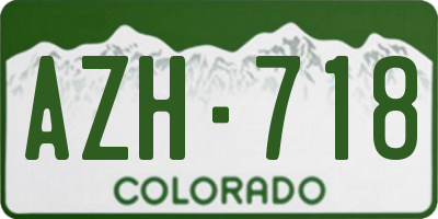 CO license plate AZH718