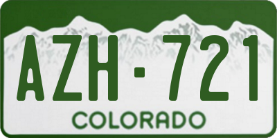 CO license plate AZH721