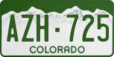 CO license plate AZH725