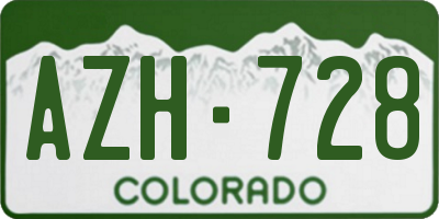 CO license plate AZH728