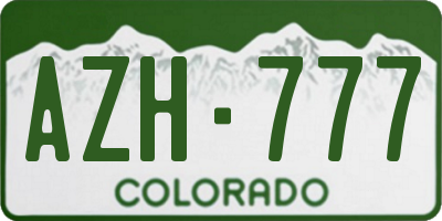 CO license plate AZH777