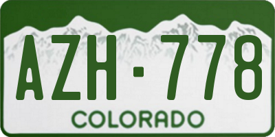 CO license plate AZH778